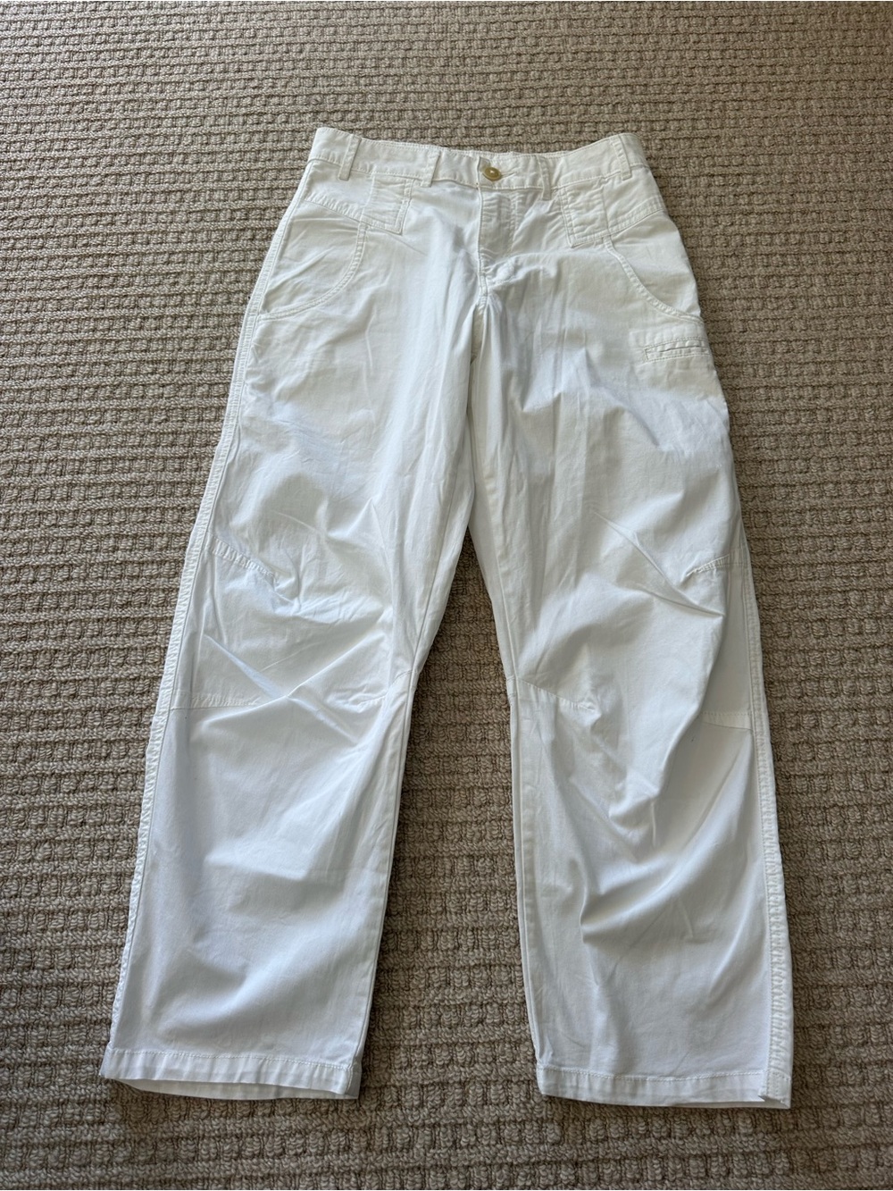 Anthropologie White High Waist Barrel Pants Sz 27